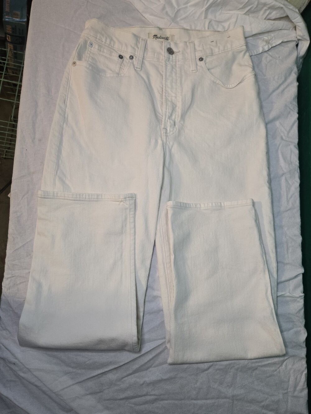 Madewell Perfect Vintage White Denim High Rise Straight Mom Jeans Size 27